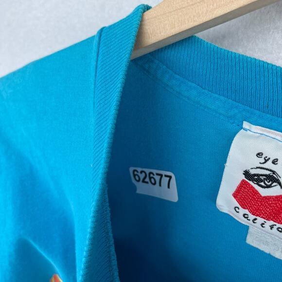 EYES ON CALIFORNIA Shirt Women One Size Fish Seahorse Single Stitch Vintage Blue - Picture 16 of 16